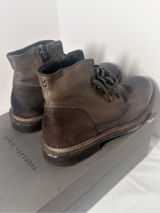 John Varvatos Dark Brown Leather Lace-Up Combat Boots main image 7